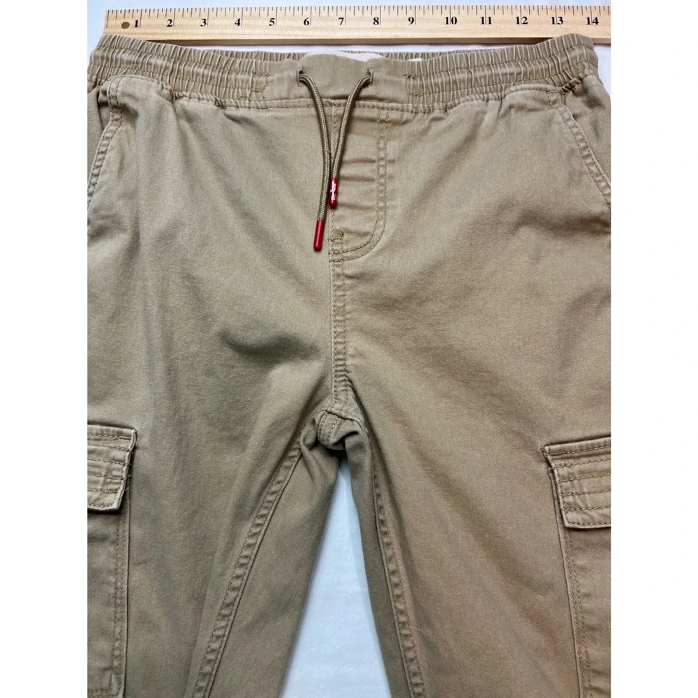 Levis Cargo Pants Boys Size 16 Khaki Elastic Waist Drawstring H972-Y16 Twill G17